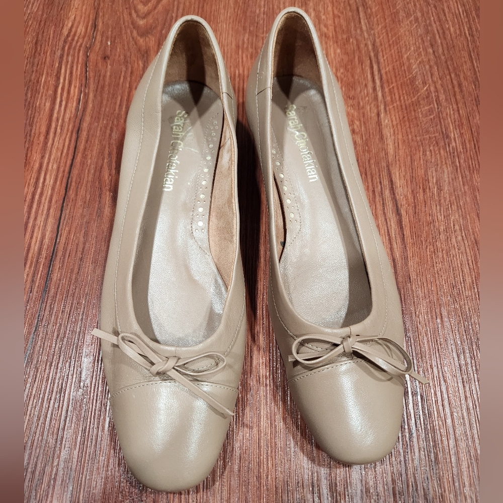 Sarah Chofakian Leather Ballerinas Ballet Bow Flats